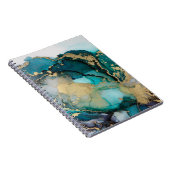 Aquamarin Black Gold Alcohol Ink Fluid Artabstract Notizblock (Rechte Seite)