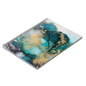 Aquamarin Black Gold Alcohol Ink Fluid Artabstract Notizblock (Linke Seite)