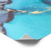 Aquamarin Black Gold Alcohol Ink Fluid Artabstract Poster (Ecke)