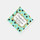 Aquamarin Black Gold Confetti Babydusche Serviette (Ecke)