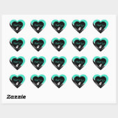 Aquamarin Black Niedlich Hearts und Wavy Silver Vi Herz-Aufkleber (Blatt)
