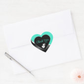 Aquamarin Black Niedlich Hearts und Wavy Silver Vi Herz-Aufkleber (Umschlag)