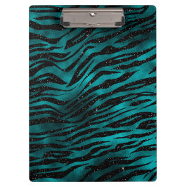 Aquamarin & Black Ombre Glam Glitzer Tiger Streife Klemmbrett