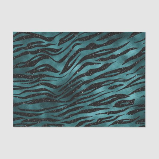 Aquamarin & Black Ombre Glam Glitzer Tiger Streife Seidenpapier (Vorderseite)