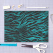 Aquamarin & Black Ombre Glam Glitzer Tiger Streife Seidenpapier (Handwerk)