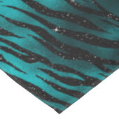 Aquamarin & Black Ombre Glam Glitzer Tiger Streife Tischdecke (Schrägansicht)