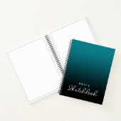 Aquamarin Black Ombre Personalisiert Sketchbook Notizblock (Innenseite)