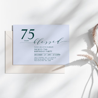 Aquamarin & blau | 75 Years Loved 75. Geburtstagsp Einladung