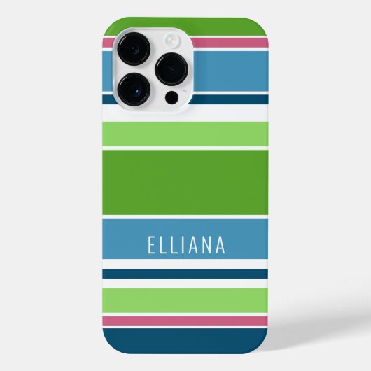 Aquamarin Blau, blau, blau, rosa, Streifen iPhone Hülle (Rückseite)