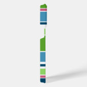 Aquamarin Blau, blau, blau, rosa, Streifen iPhone Hülle (Rechte Seite)