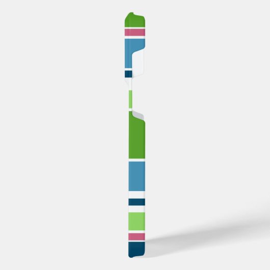 Aquamarin Blau, blau, blau, rosa, Streifen iPhone Hülle (Linke Seite)