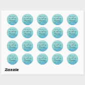 Aquamarin & blau, Boho Mandala Hochzeitsfeier 1 Runder Aufkleber (Blatt)