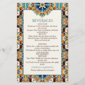 Aquamarin Blau-braune Vintage Talavera-Menükarten (Rückseite)