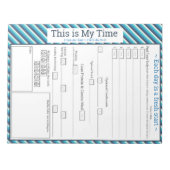Aquamarin/blau gestreifte 5-1-Mehltracker Notizblock (Vorderseite)