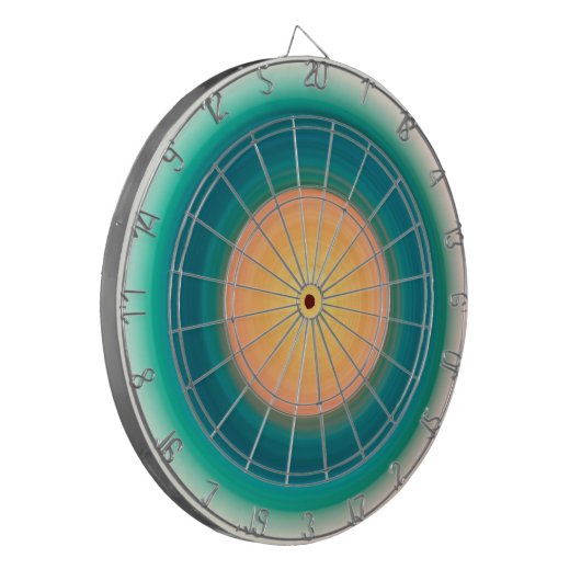 Aquamarin Blau-Grün-Gelb-Rosa Dartscheibe (Vorderseite Links)
