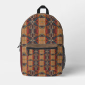 Aquamarin Blau grün Orange Rote Taupe Beige Tribal Bedruckter Rucksack (Vorderseite)