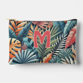 Aquamarin Blau-Grün-Rosa Orange Blätter Art Muster Zubehörtasche (Vorderseite)