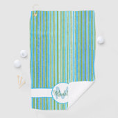 Aquamarin, blau, grün und weiß Streifen Golfhandtuch (Insitu)