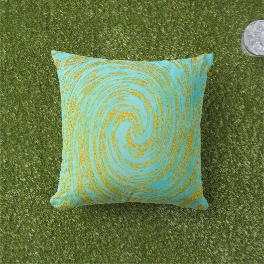 Aquamarin Blau grüner Swirl Abstrakt Golden Golden Kissen (Golfball-Marker)