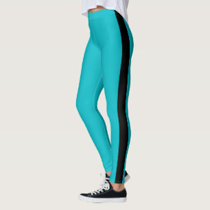 Aquamarin Blau Leggings Schwarz Streifen Wählen Si