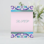 Aquamarin Blau Lila rosa UAWG RSVP Karte (Stehend Vorderseite)