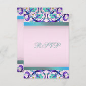 Aquamarin Blau Lila rosa UAWG RSVP Karte (Vorne/Hinten)