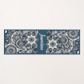 Aquamarin-Blau-Mandalas Yogamatte (Vorderseite (Horizontal))