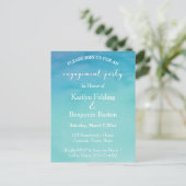 Aquamarin & blau Ombre Watercolor Engagement Party Einladungspostkarte (Stehend Vorderseite)