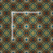 Aquamarin Blau Orange Gelb Grün Angesagter Orienta Stoff (Kachel)