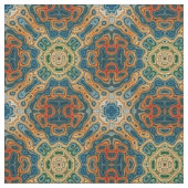 Aquamarin Blau Orange Gelb Grün Angesagter Orienta Stoff (Nahaufnahme)