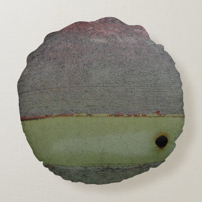Aquamarin-blau-rosa-grün rostgrün rundes kissen (Rückseite)