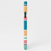 Aquamarin Blau, sonnige Gelbe Koralle Rote Streife iPhone Hülle (Rechte Seite)