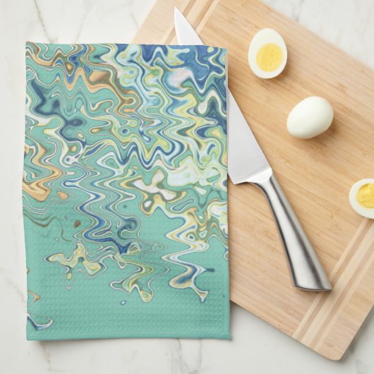 Aquamarin Blau Türkis Grün Chic Einzigartiges Must Geschirrtuch (Viertel Falte)