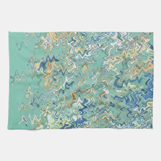 Aquamarin Blau Türkis Grün Chic Einzigartiges Must Geschirrtuch (Horizontal)