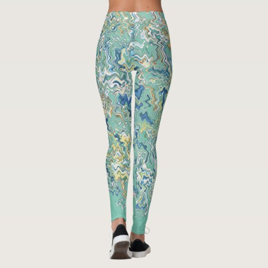 Aquamarin Blau Türkis Grün Chic Einzigartiges Must Leggings (Rückseite)