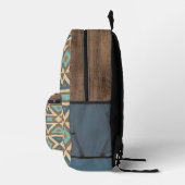 Aquamarin Blau Türkis Orange Brown Tribal Art Bedruckter Rucksack (Rechts)