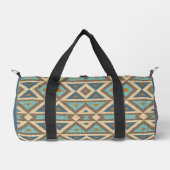Aquamarin Blau Türkis Orange Brown Tribal Art Duffle Bag (Vorderseite)