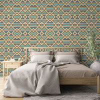 Aquamarin Blau Türkis Orange Brown Tribal Art