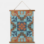 Aquamarin Blau Türkis Rost Orange Braun Kunst, Dic Wandteppich Mit Holzrahmen (Vorderseite)