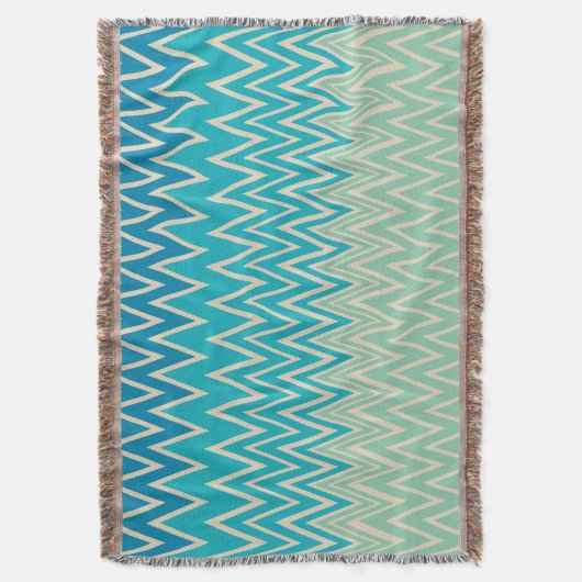 Aquamarin Blau, Türkis und grüne Zigzags Decke (Vorderseite Vertikal)