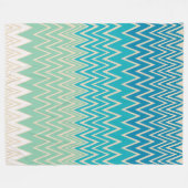 Aquamarin Blau, Türkis und grüne Zigzags Fleecedecke (Vorderseite (Horizontal))