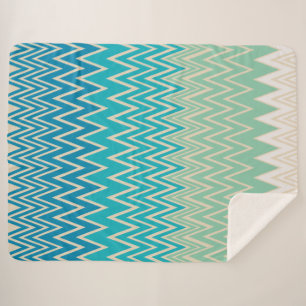 Aquamarin Blau, Türkis und grüne Zigzags Sherpadecke