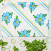 Aquamarin Blau und Gelb Küchentuch (Gefaltet)