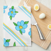 Aquamarin Blau und Gelb Küchentuch (Viertel Falte)