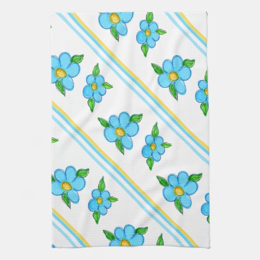 Aquamarin Blau und Gelb Küchentuch (Vertikal)