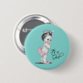 Aquamarin Blau und Rosa Prinzessin Die Girl-Taste Button (Vorne & Hinten)