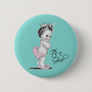 Aquamarin Blau und Rosa Prinzessin Die Girl-Taste Button