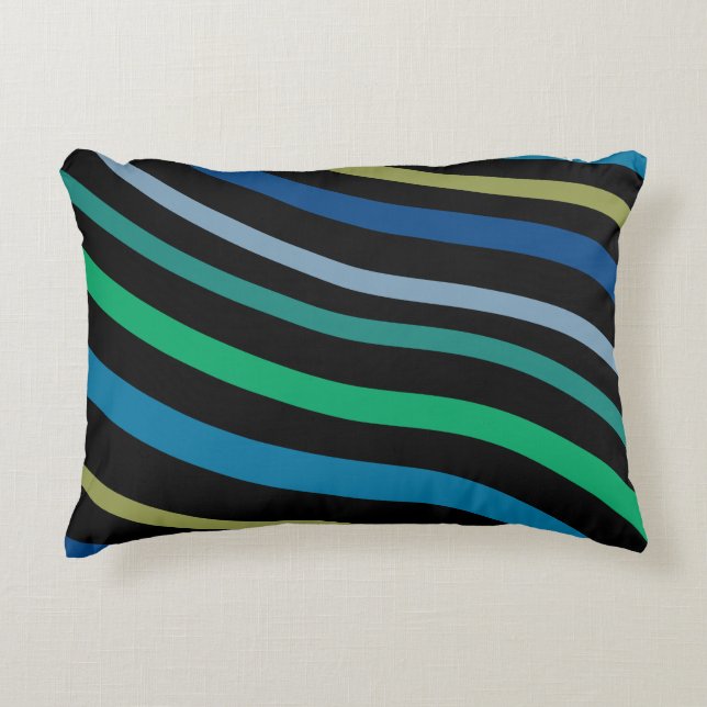 Aquamarin Blau und Schwarz Dekokissen (Vorderseite)