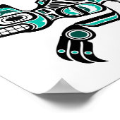Aquamarin Blau und Schwarz Haida Spirit Wolf Poster (Ecke)