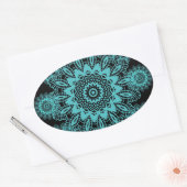 Aquamarin Blau und Schwarz Schnüre Schneeflocke Ma Ovaler Aufkleber (Umschlag)